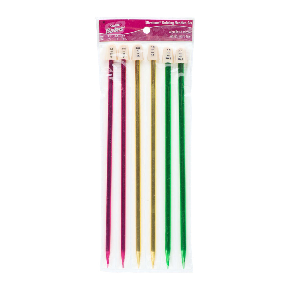 Silvalume 10" Single Point Knitting Needles Set of 3