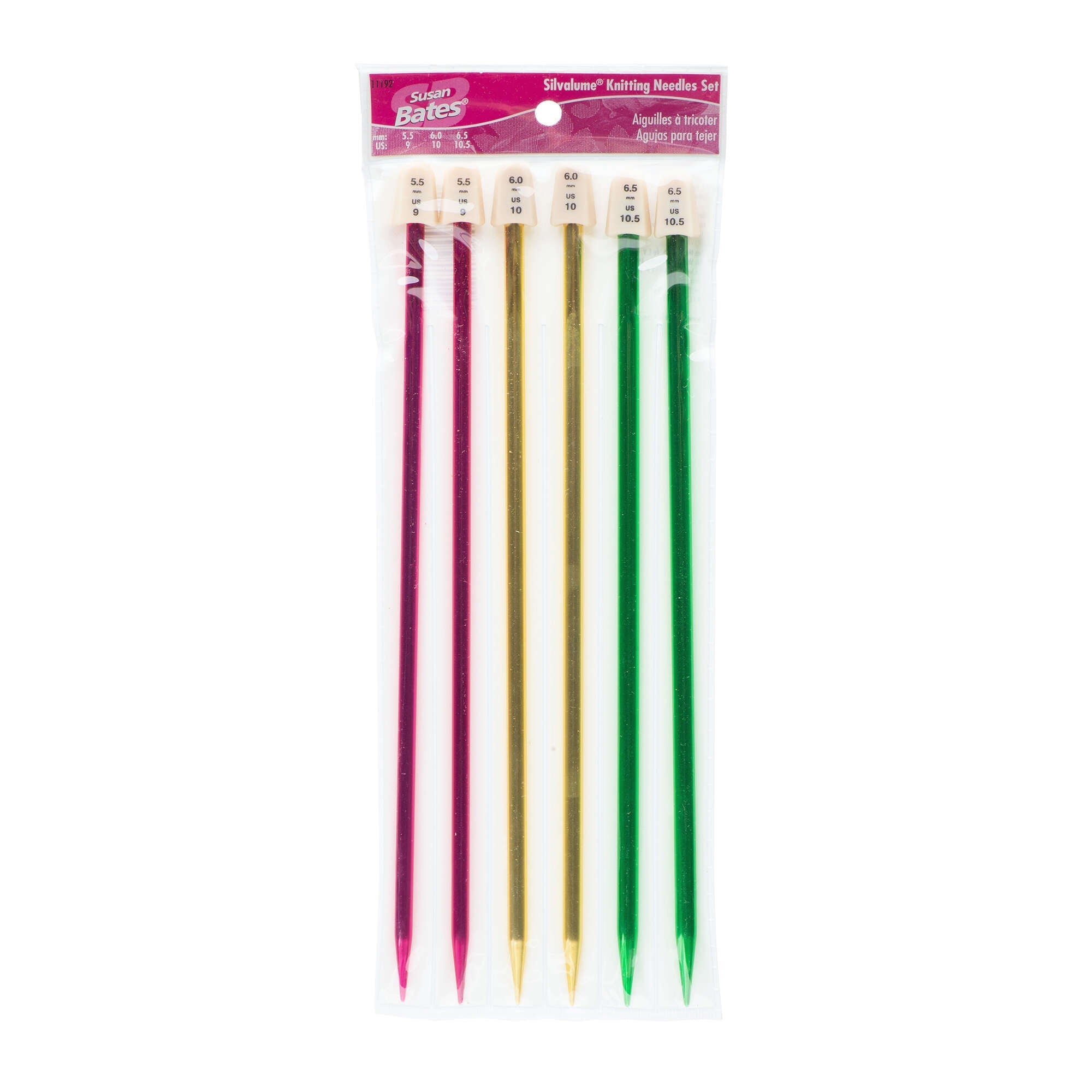 Silvalume 10" Single Point Knitting Needles Set of 3