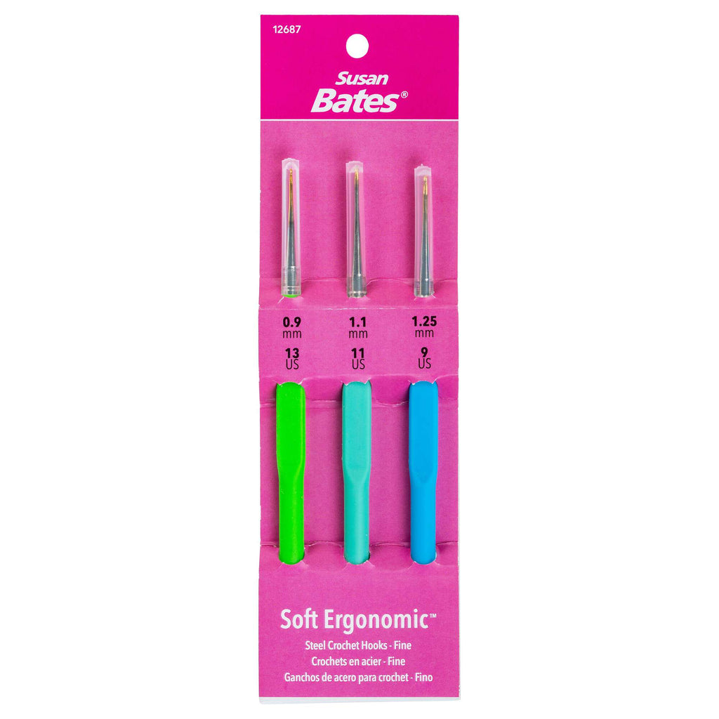 Soft Ergonomic Crochet Hook Set: Sizes 0.9 1.1 1.25 MM