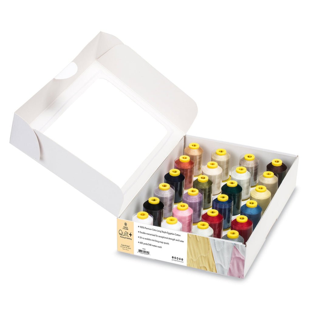Quilt + Quilting & Piecing Thread 24 Pack with Storage Box